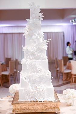 All White Wedding Cake with Flowers | Legendary Events