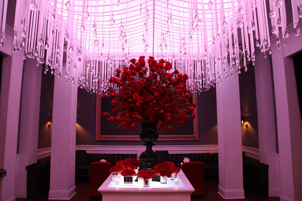 Elegant event design with red roses